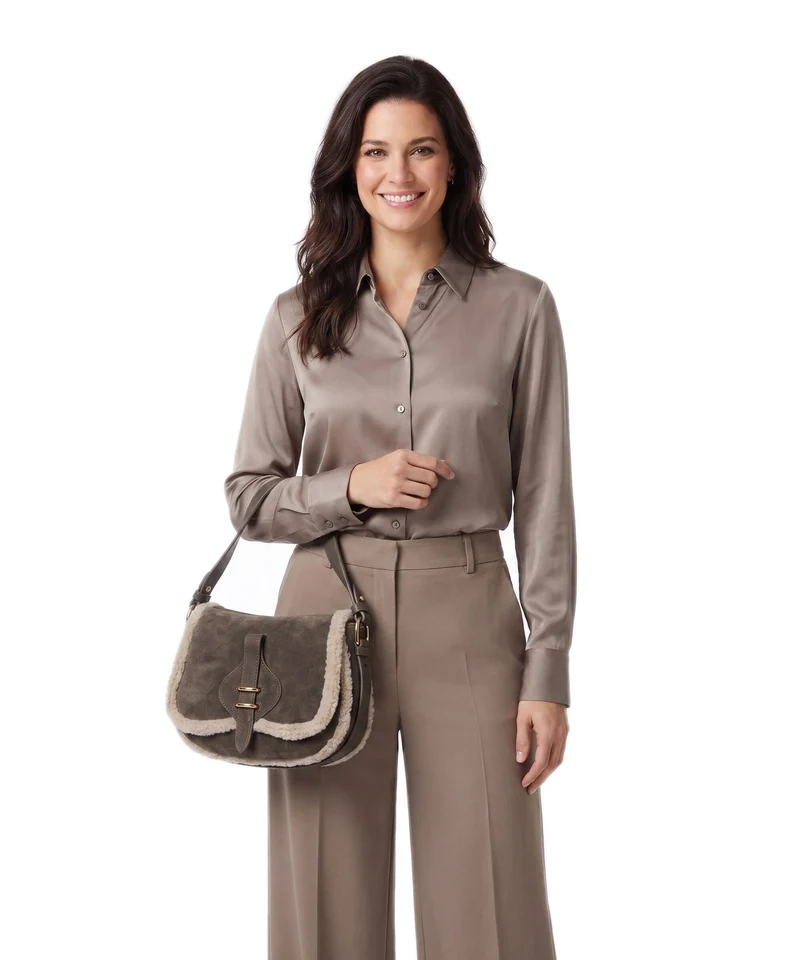 Coccinelle Smash Suede Handtasche fango/warm taupe