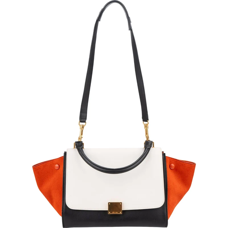 Celine Tricolor Suede Leather Trapeze Handbag