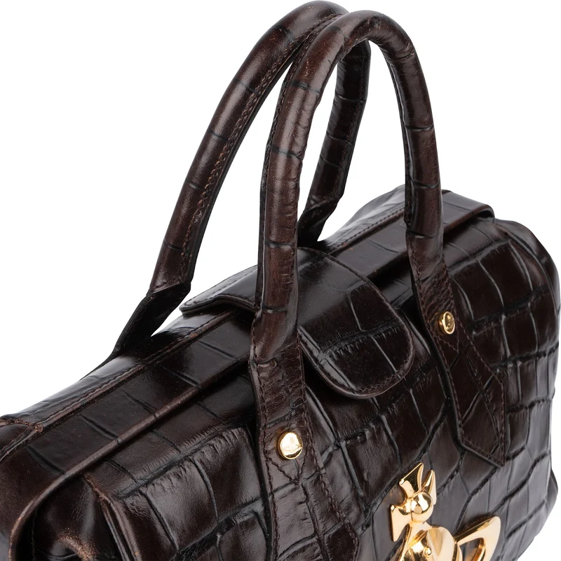Vivienne Westwood Croc Embossed Leather Frame Bag Handbag