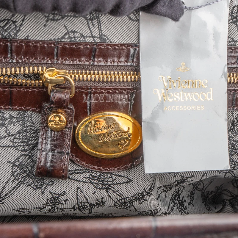 Vivienne Westwood Croc Embossed Leather Frame Bag Handbag
