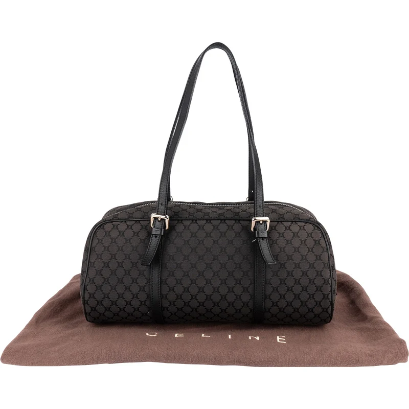 Celine Black Macadam Nylon Boston Shoulder Bag