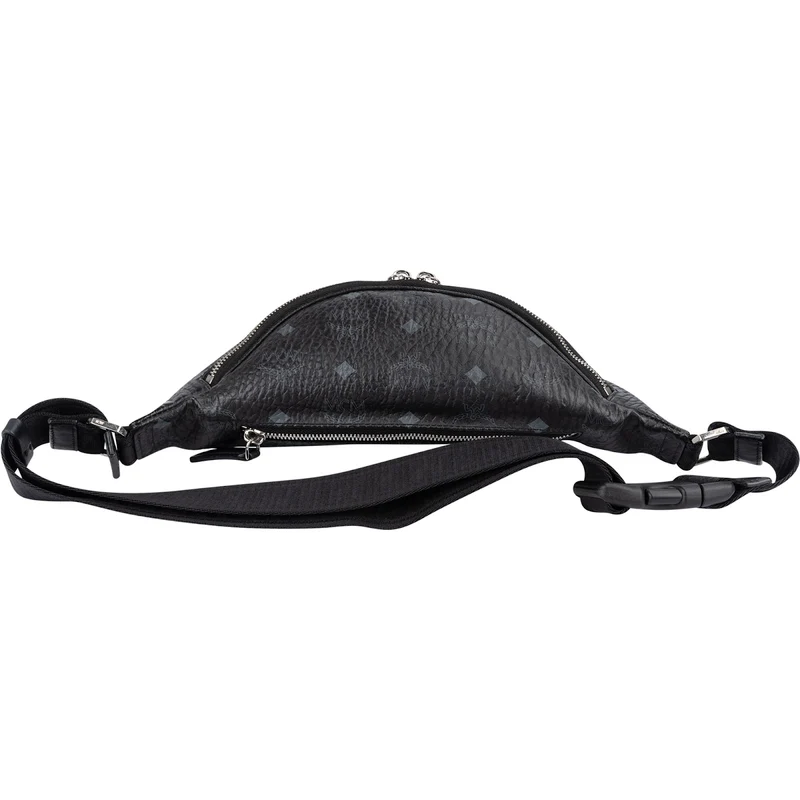 MCM Black Leather Visetos Coated Fursten Belt Crossbody Bag
