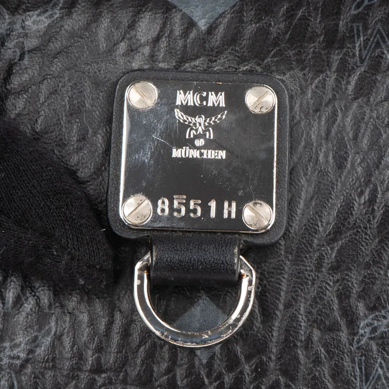 MCM Black Leather Visetos Coated Fursten Belt Crossbody Bag