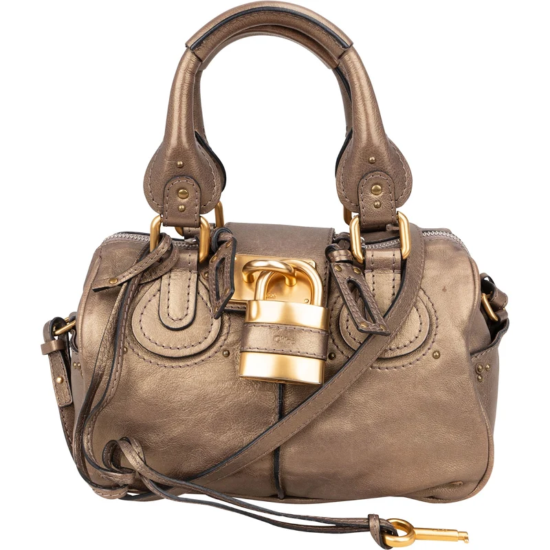 Chloé Metallic Leather Mini Paddington Handbag