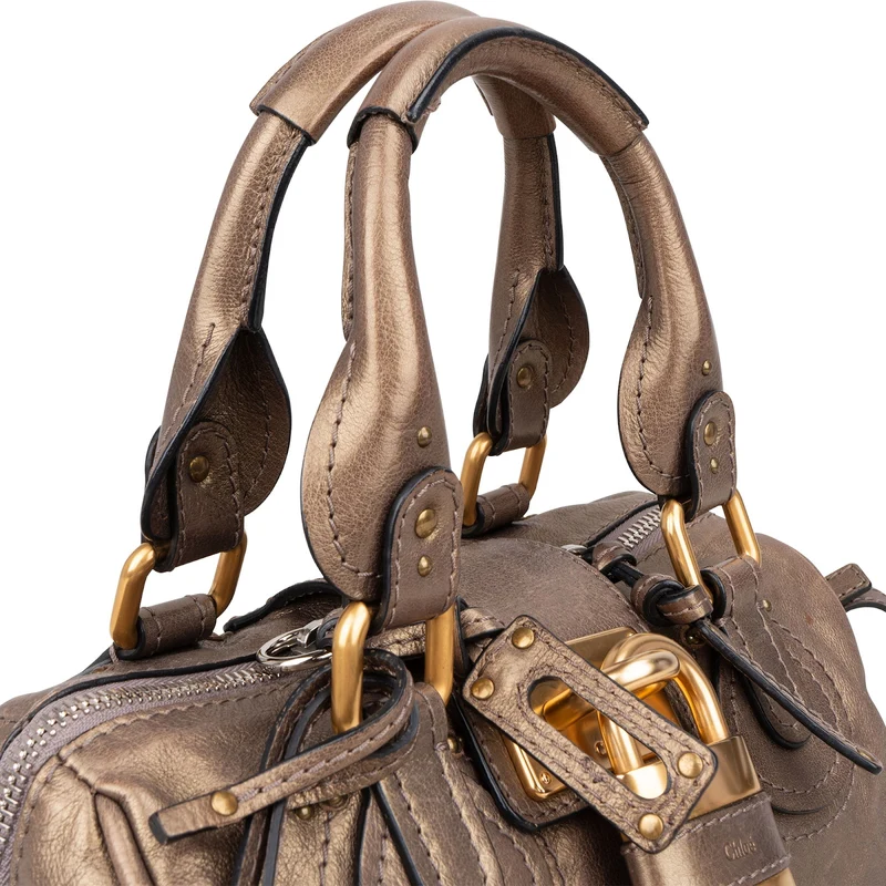 Chloé Metallic Leather Mini Paddington Handbag