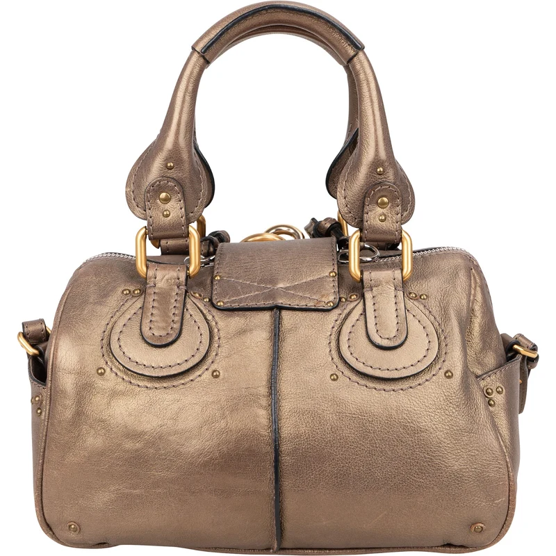 Chloé Metallic Leather Mini Paddington Handbag