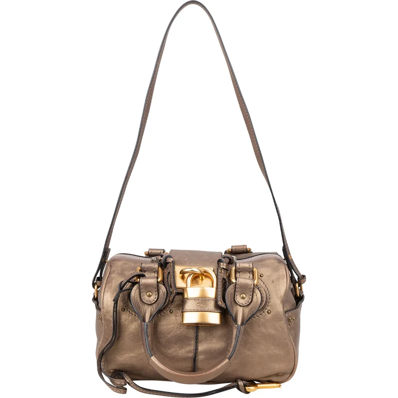 Chloé Metallic Leather Mini Paddington Handbag
