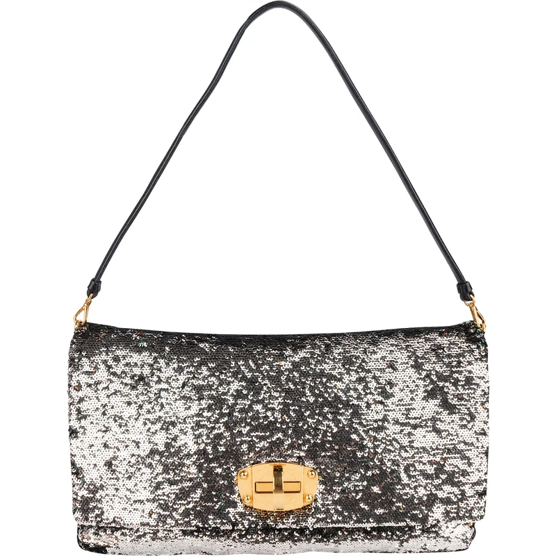 Miu Miu Bicolor Sequin Flap Hobo Shoulder Bag