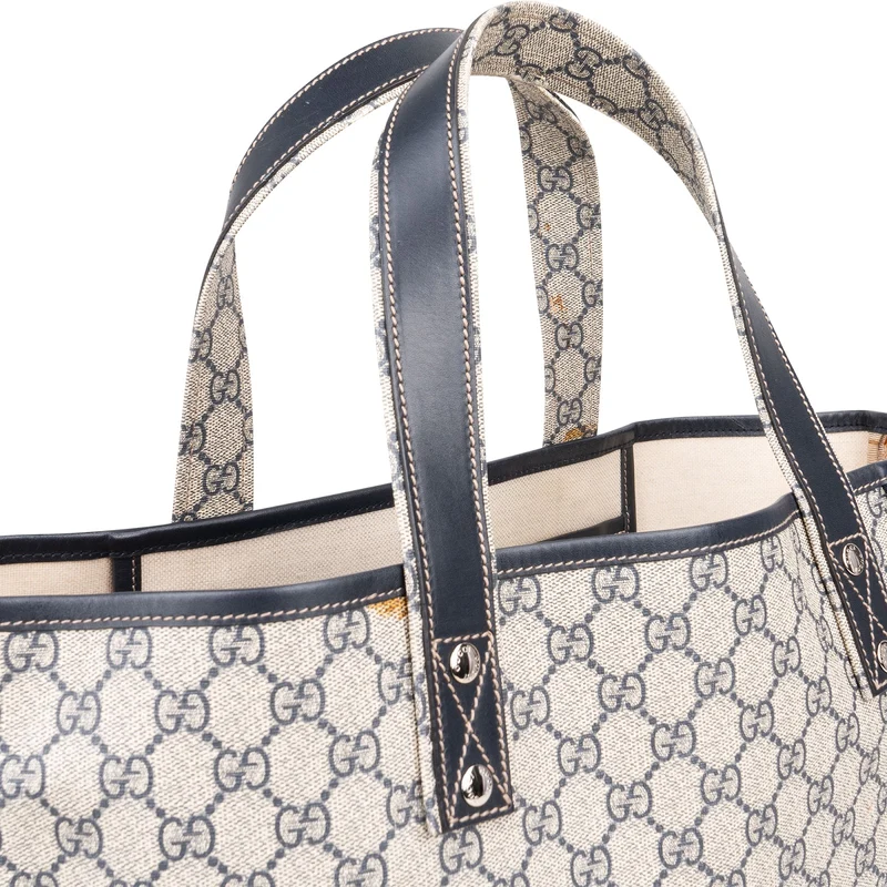 Gucci Supreme Monogram GG Plus Canvas Web Tote Handbag
