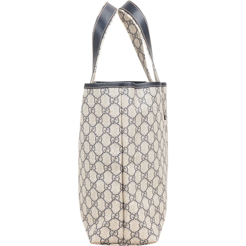 Gucci Supreme Monogram GG Plus Canvas Web Tote Handbag