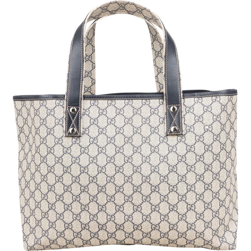 Gucci Supreme Monogram GG Plus Canvas Web Tote Handbag