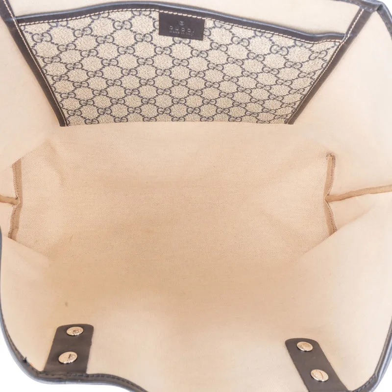 Gucci Supreme Monogram GG Plus Canvas Web Tote Handbag