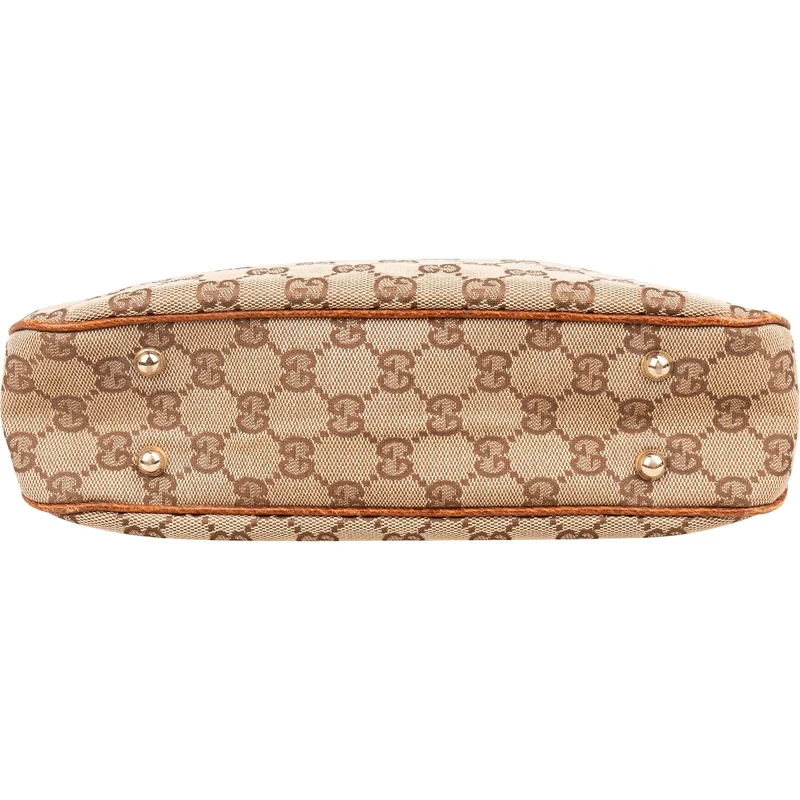 Gucci Monogram GG Bamboo Handle Studded Hobo Handbag