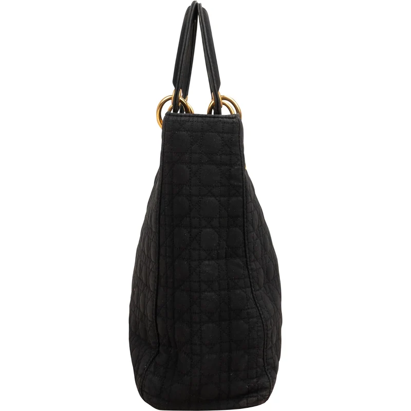 Christian Dior Quilted Nylon Cannage Large Lady Dior Handbag