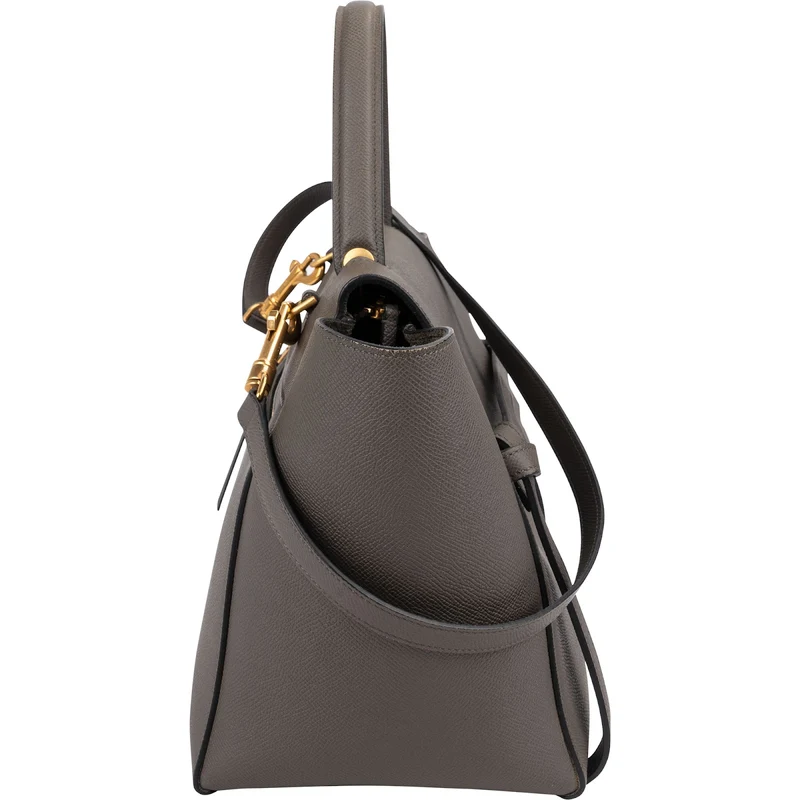 Celine Grey Leather Grained Calfskin Belt Handbag