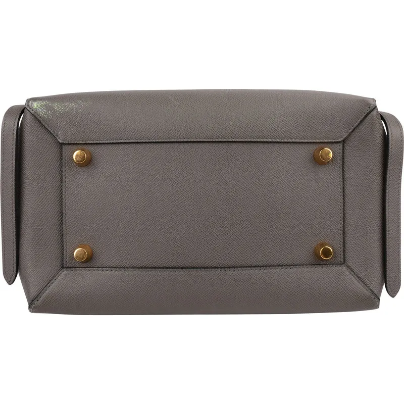 Celine Grey Leather Grained Calfskin Belt Handbag