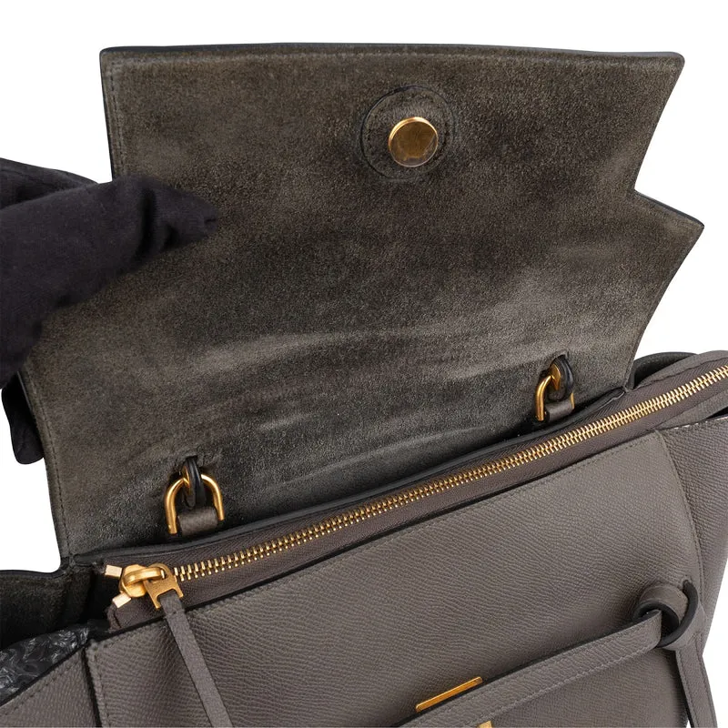 Celine Grey Leather Grained Calfskin Belt Handbag