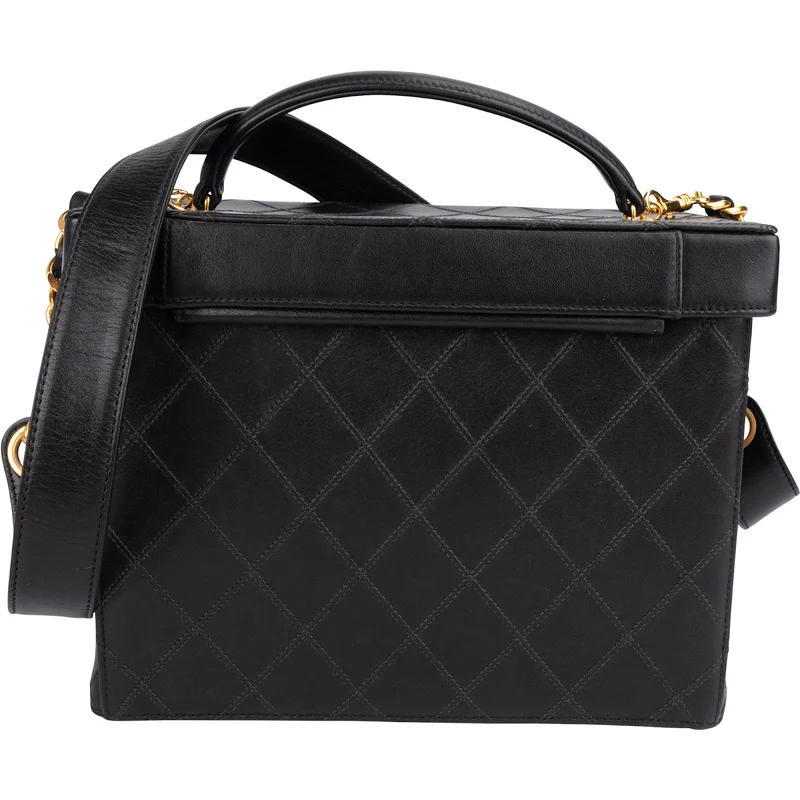 Chanel Jumbo Quilted Lambskin 24K Gold CC Vanity Case Handbag