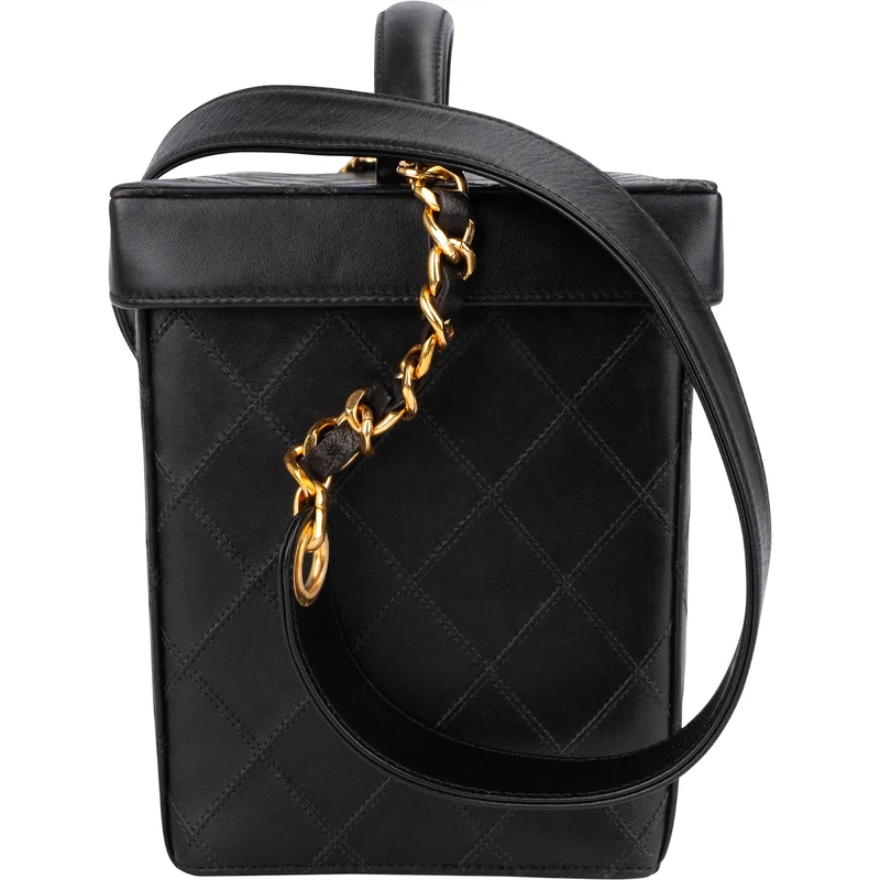 Chanel Jumbo Quilted Lambskin 24K Gold CC Vanity Case Handbag