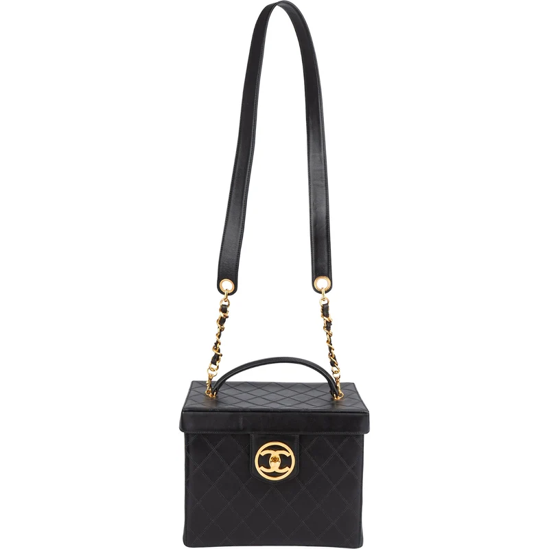 Chanel Jumbo Quilted Lambskin 24K Gold CC Vanity Case Handbag