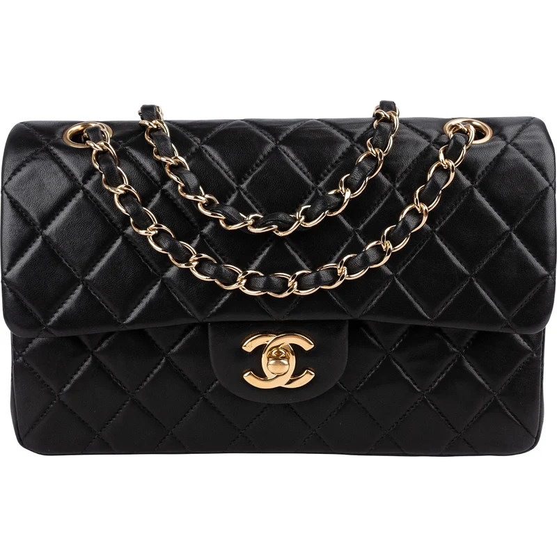 Chanel Quilted Lambskin 24K Gold Small Double Flap Shoulder Bag