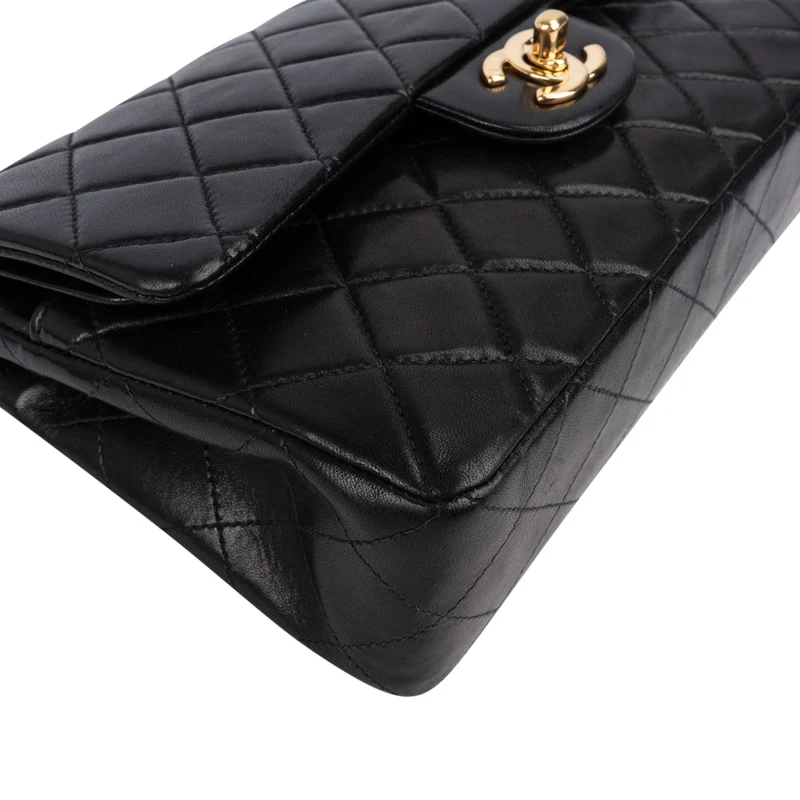 Chanel Quilted Lambskin 24K Gold Small Double Flap Shoulder Bag
