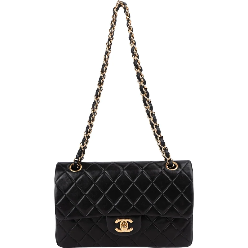 Chanel Quilted Lambskin 24K Gold Small Double Flap Shoulder Bag