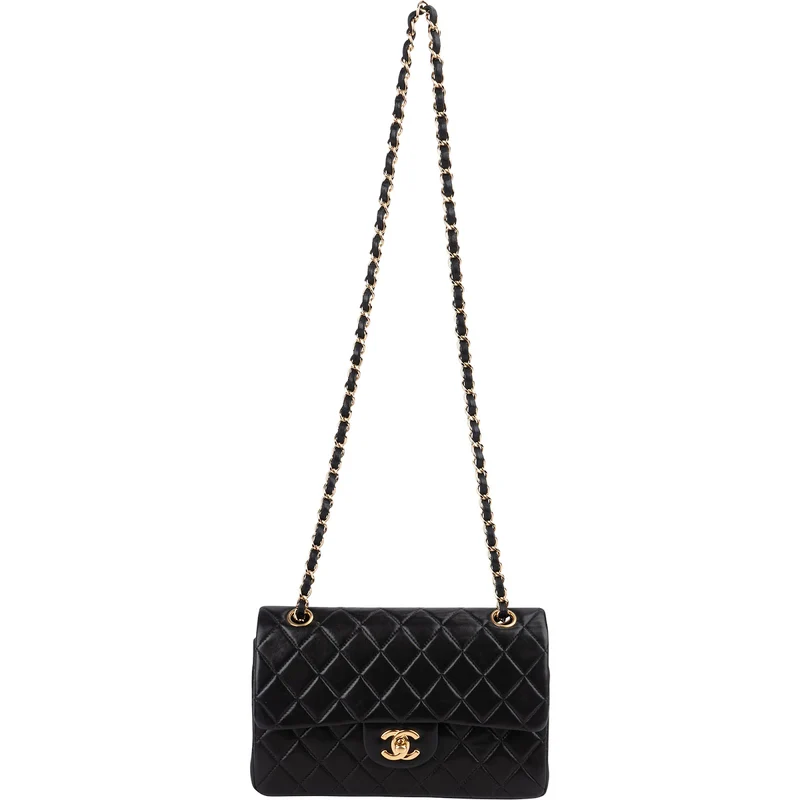 Chanel Quilted Lambskin 24K Gold Small Double Flap Shoulder Bag