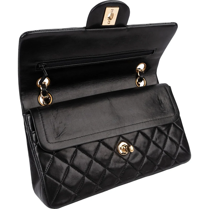 Chanel Quilted Lambskin 24K Gold Small Double Flap Shoulder Bag