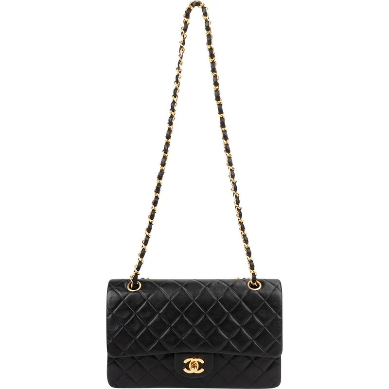 Chanel Quilted Lambskin Medium 24K Gold Double Flap Shoulder Bag