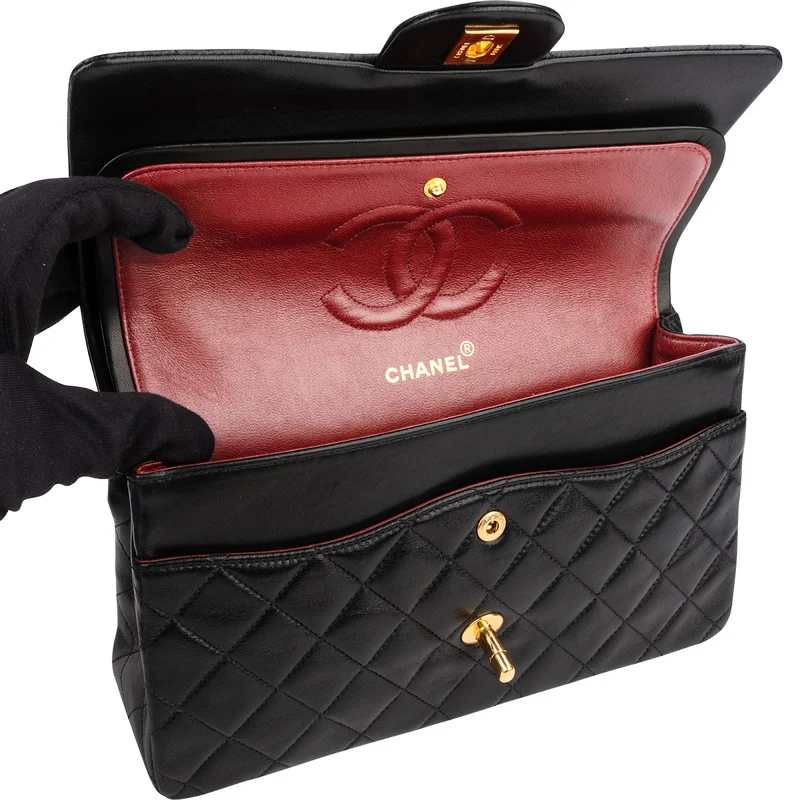 Chanel Quilted Lambskin Medium 24K Gold Double Flap Shoulder Bag