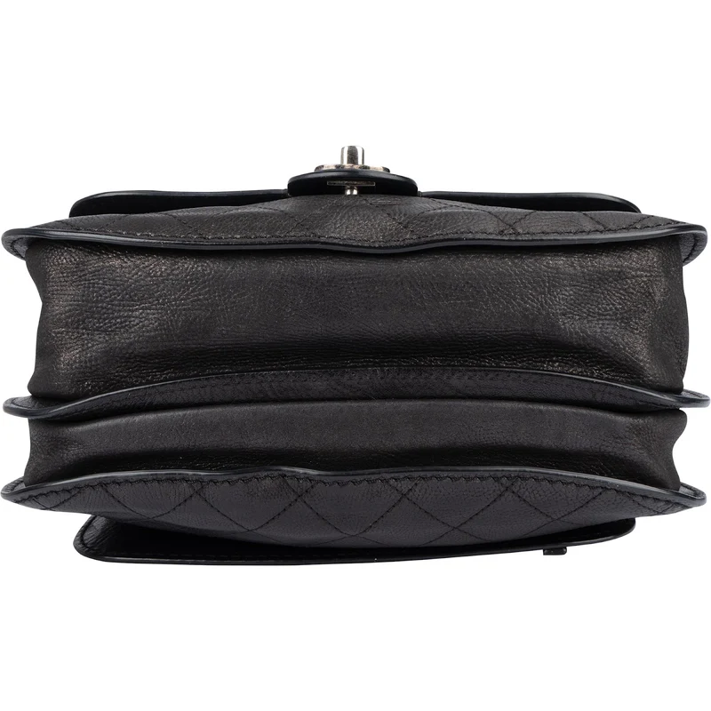 Chanel Quilted Leather Half Moon Single Flap Crossbody Bag