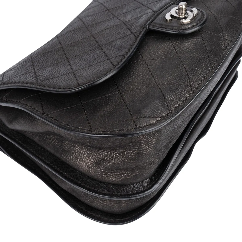 Chanel Quilted Leather Half Moon Single Flap Crossbody Bag