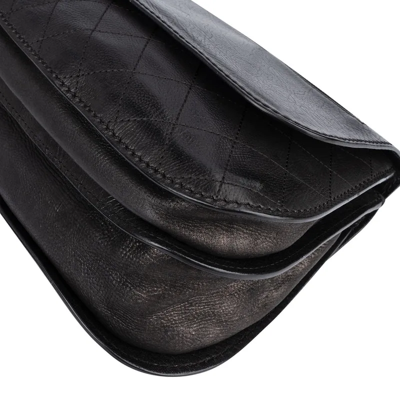 Chanel Quilted Leather Half Moon Single Flap Crossbody Bag