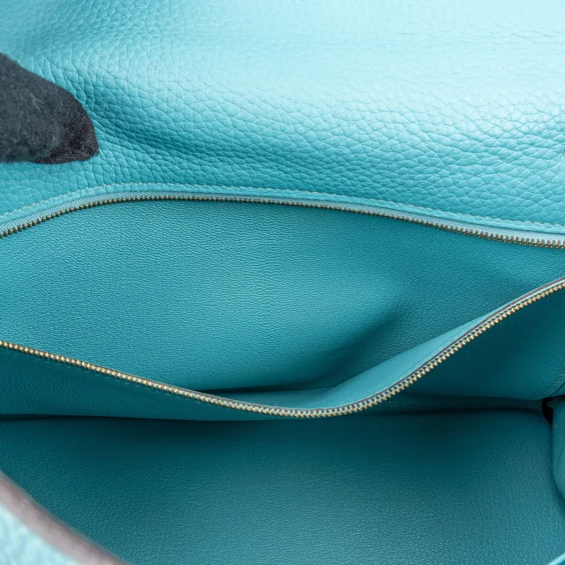 Hermès Taurillon Clemence Leather Gold Kelly 32 Handbag Blue Saint-Cyr