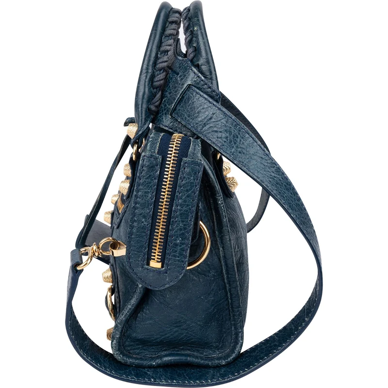 Balenciaga Blue Leather Mini City Handbag