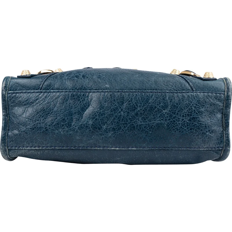 Balenciaga Blue Leather Mini City Handbag