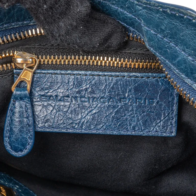 Balenciaga Blue Leather Mini City Handbag