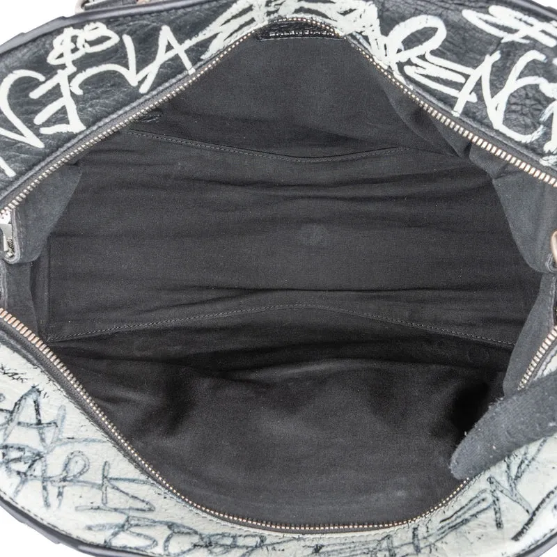 Balenciaga Graffiti Print Leather Neo Cagole City Handbag