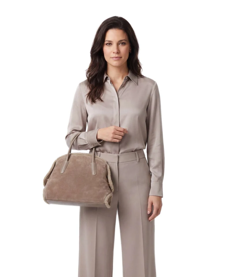 Coccinelle Tylde Suede Handtasche warm taupe