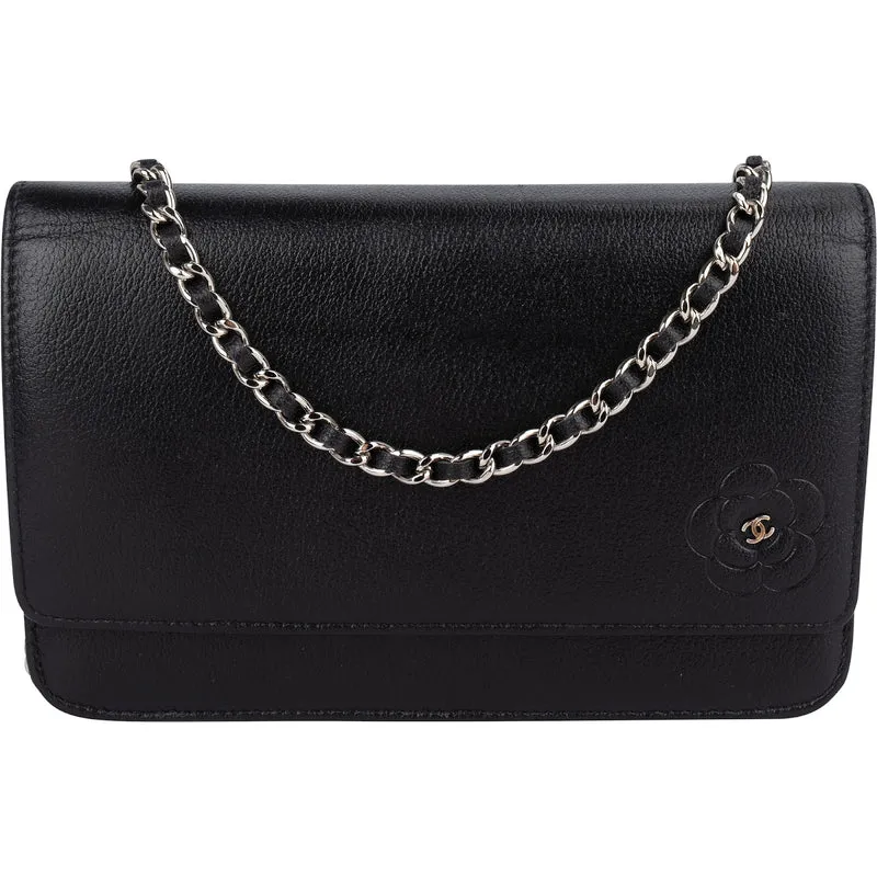 Chanel Chic Leather Camellia Wallet On Chain Crossbody Bag
