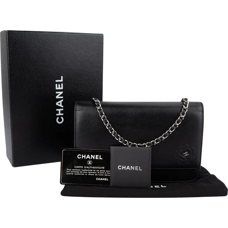 Chanel Chic Leather Camellia Wallet On Chain Crossbody Bag