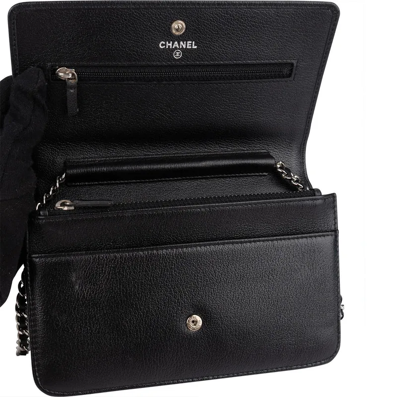 Chanel Chic Leather Camellia Wallet On Chain Crossbody Bag