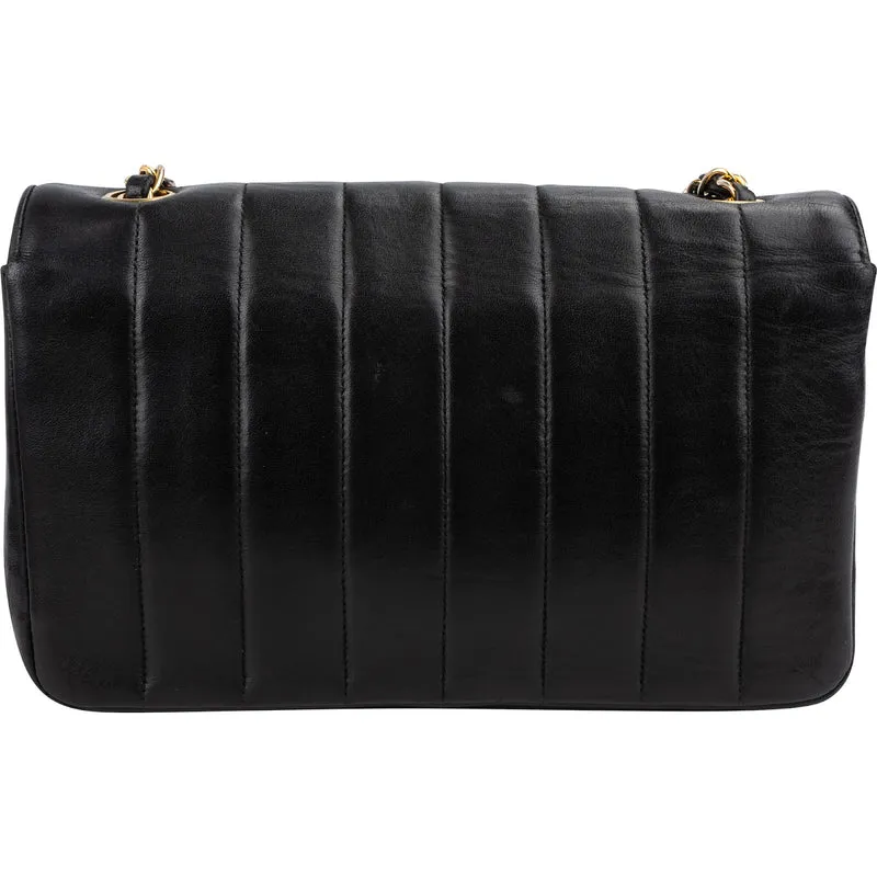 Chanel Vertical Quilted Lambskin 24K Gold Single Flap Crossbody Bag