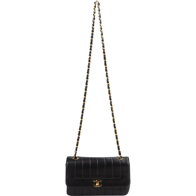 Chanel Vertical Quilted Lambskin 24K Gold Single Flap Crossbody Bag