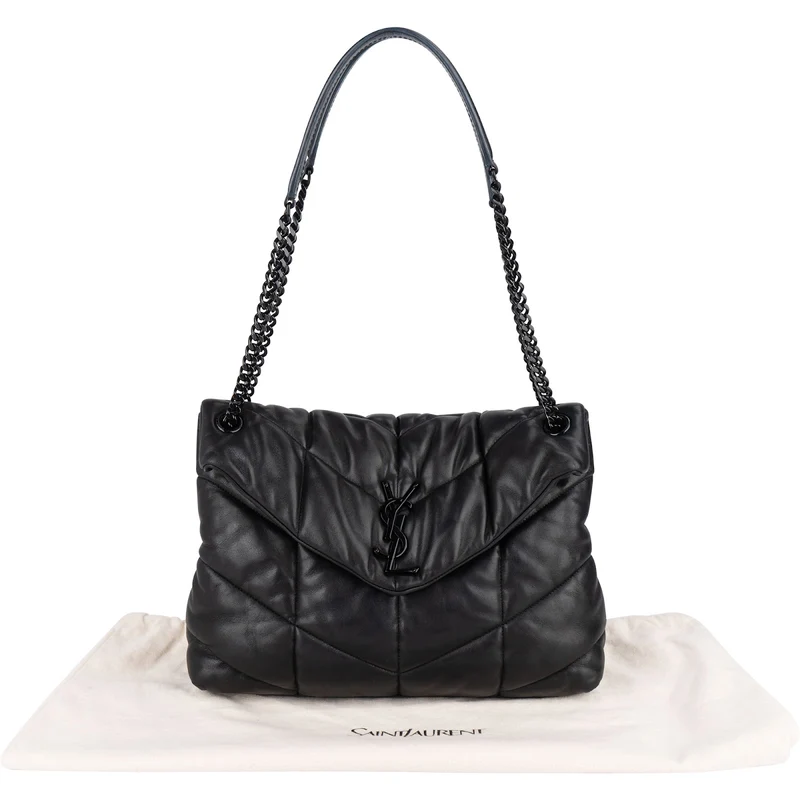 Saint Laurent Quilted Lambskin Medium Puffer Crossbody Bag