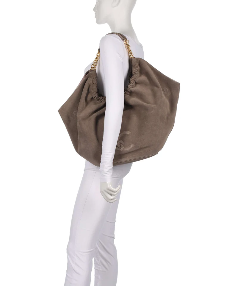Coccinelle Smash Suede Beuteltasche warm taupe