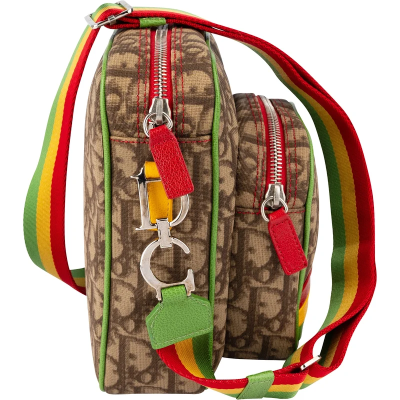 Christian Dior Trotter Monogram Multicolor Striped Rasta Messenger Crossbody Bag