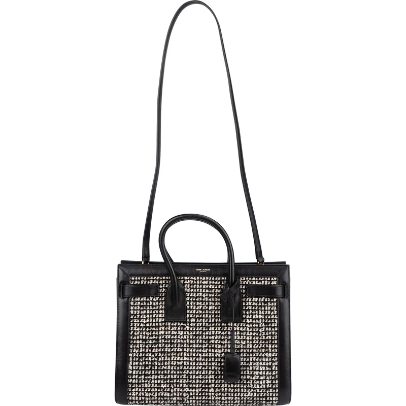 Saint Laurent Tweed & Leather Sac de Jour Handbag