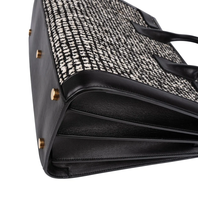 Saint Laurent Tweed & Leather Sac de Jour Handbag